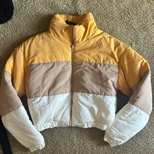 Nude color puffer jacket